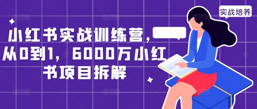 小红书实战训练营，从0到1，6000万小红书项目拆解-开心分享网
