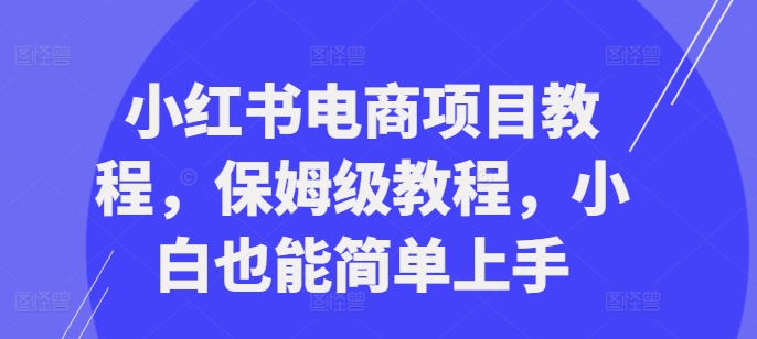 小红书电商项目教程,保姆级教程,小白也能简单上手-开心分享网