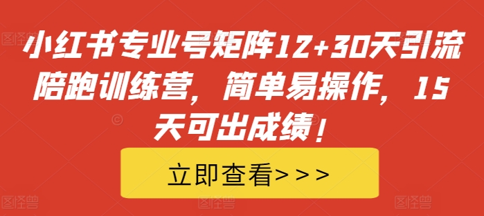 小红书专业号矩阵12+30天引流陪跑训练营,简单易操作,15天可出成绩!-开心分享网