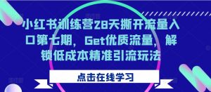 小红书训练营28天撕开流量入口第七期,Get优质流量,解锁低成本精准引流玩法-开心分享网