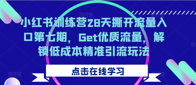小红书训练营28天撕开流量入口第七期,Get优质流量,解锁低成本精准引流玩法-开心分享网