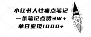 小红书人性痛点笔记,一条笔记点赞3W+,单日变现1k-开心分享网