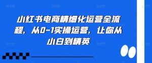 小红书电商精细化运营全流程,从0-1实操运营,让你从小白到精英-开心分享网