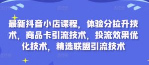 最新抖音小店课程,体验分拉升技术,商品卡引流技术,投流效果优化技术,精选联盟引流技术-开心分享网