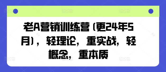 老A营销训练营(更24年10月),轻理论,重实战,轻概念,重本质-开心分享网