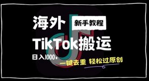 2024最新海外TikTok搬运玩法，一键去重轻松过原创，新手无经验也能日入1k【揭秘】-开心分享网