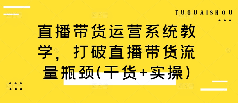 直播带货运营系统教学，打破直播带货流量瓶颈(干货+实操)-开心分享网