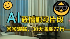 蓝海赛道，AI恶搞影视片段，条条爆款，30天涨粉77万，全流程拆解【揭秘】-开心分享网