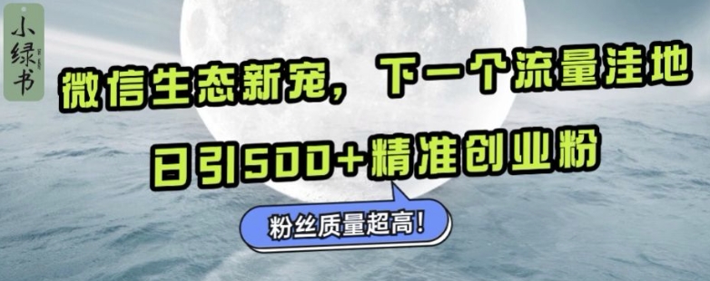 微信生态新宠小绿书:下一个流量洼地,日引500+精准创业粉,粉丝质量超高-开心分享网