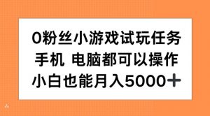 0粉丝小游戏试玩任务,手机电脑都可以操作,小白也能月入5000+【揭秘】-开心分享网