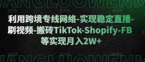 利用跨境专线网络-实现稳定直播-刷视频-搬砖TikTok-Shopify-FB等实现月入2W+【揭秘】-开心分享网