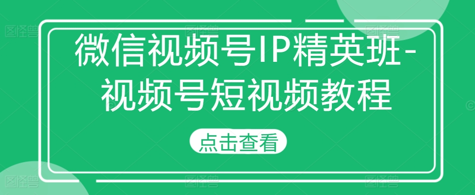 微信视频号IP精英班-视频号短视频教程-开心分享网