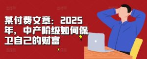 某付费文章:2025年,中产阶级如何保卫自己的财富-开心分享网