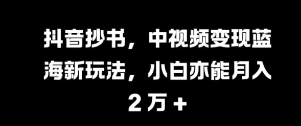 抖音抄书,中视频变现蓝海新玩法,小白亦能月入 过W【揭秘】-开心分享网