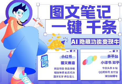 AI隐藏功能,秒生笔记,1分钟产出几千条,教你玩赚小红书小绿书图文引流,变现3w-开心分享网