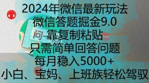 2024年微信最新玩法,微信答题掘金9.0玩法出炉,靠复制粘贴,只需简单回答问题,每月稳入5k【揭秘】-开心分享网