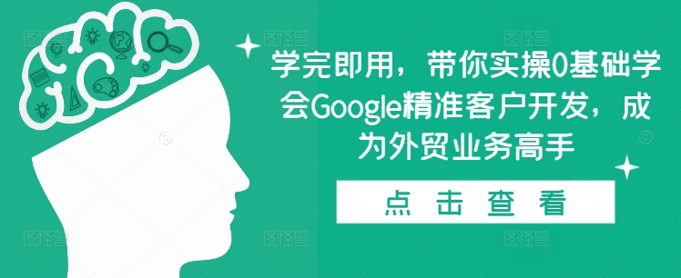学完即用,带你实操0基础学会Google精准客户开发,成为外贸业务高手-开心分享网