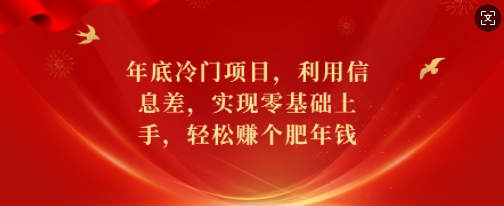 年底冷门项目,利用信息差,实现零基础上手,轻松赚个肥年钱【揭秘】-开心分享网