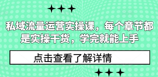 私域流量运营实操课,每个章节都是实操干货,学完就能上手-开心分享网