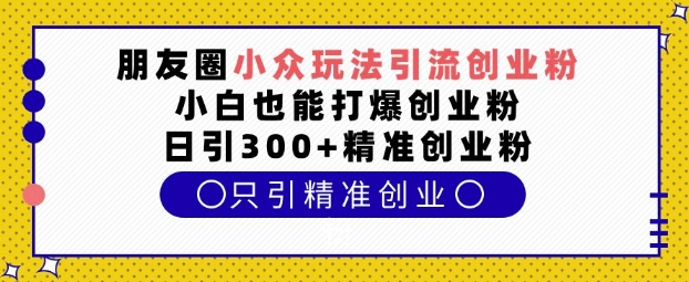 朋友圈小众玩法引流创业粉，小白也能打爆创业粉，日引300+精准创业粉【揭秘】-开心分享网