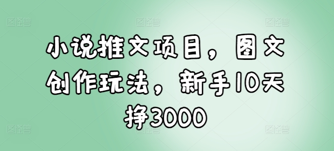 小说推文项目,图文创作玩法,新手10天挣3000-开心分享网