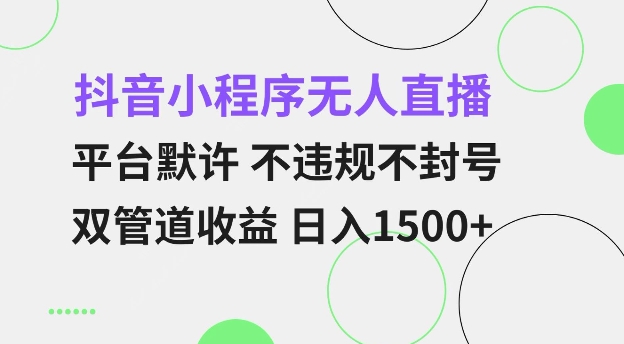 抖音小程序无人直播 平台默许 不违规不封号 双管道收益 日入多张 小白也能轻松操作【仅揭秘】-开心分享网