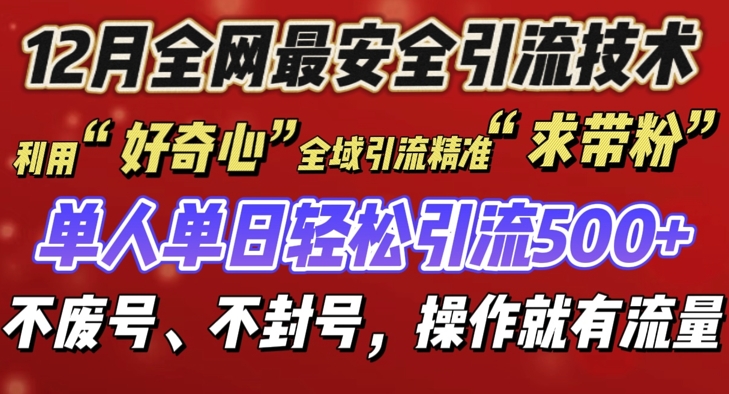 12 月份全网最安全引流创业粉技术来袭,不封号不废号,有操作就有流量【揭秘】-开心分享网