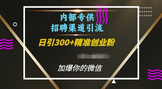 内部招聘渠道日引流300+创业粉，加爆你的微信【揭秘】-开心分享网