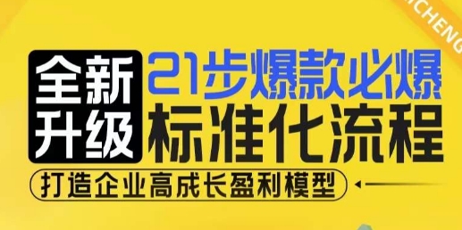 21步爆款必爆标准化流程,全新升级,打造企业高成长盈利模型-开心分享网