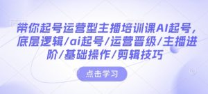 带你起号运营型主播培训课AI起号,底层逻辑/ai起号/运营晋级/主播进阶/基础操作/剪辑技巧-开心分享网