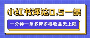 小红书留言评论，0.5元1条，一分钟一单，多劳多得，收益无上限-开心分享网
