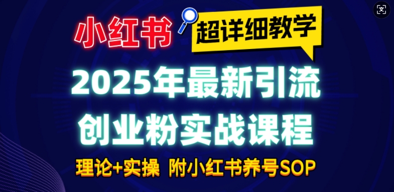 2025年最新小红书引流创业粉实战课程【超详细教学】小白轻松上手,月入1W+,附小红书养号SOP-开心分享网