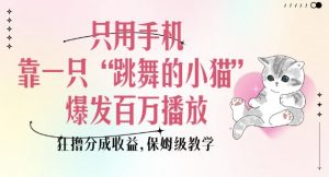 只用手机靠一只“跳舞的小猫”爆发百万播放,狂撸分成收益,保姆级教学-开心分享网