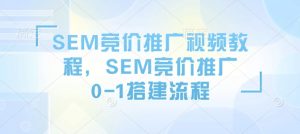 SEM竞价推广视频教程，SEM竞价推广0-1搭建流程-开心分享网