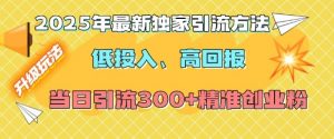 2025年最新独家引流方法,低投入高回报?当日引流300+精准创业粉-开心分享网