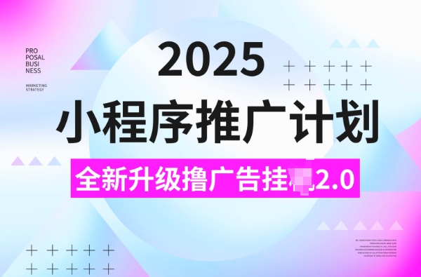 2025小程序推广计划,撸广告挂JI3.0玩法,日均5张【揭秘】-开心分享网