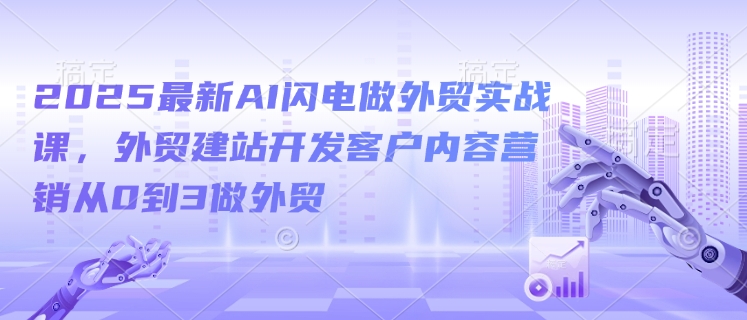2025最新AI闪电做外贸实战课,外贸建站开发客户内容营销从0到3做外贸-开心分享网