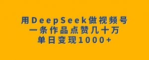 用DeepSeek做视频号,一条作品点赞几十万,单日变现1k-开心分享网