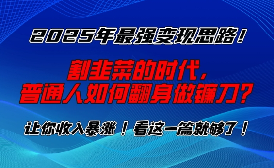 2025年最强变现思路,割韭菜的时代, 普通人如何翻身做镰刀?【揭秘】-开心分享网