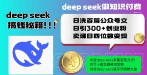 Deepseek做知识付费日洗百篇公众号文日引300+创业粉,卖课日四位数变现保姆级教程!-开心分享网