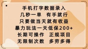 手机打字数据录入,几秒一单,有手就行,只要做当天就有收益,暴力玩法一天低保2张-开心分享网