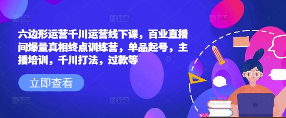 六边形运营千川运营线下课，百业直播间爆量真相终点训练营，单品起号，主播培训，千川打法，过款等-开心分享网