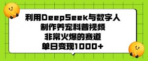 利用DeepSeek与数字人制作养宠科普视频，非常火爆的赛道，单日变现多张-开心分享网