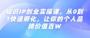 知识IP创业实操课,从0到1快速孵化,让你的个人品牌价值百W-开心分享网