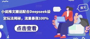 小说推文搬运配合Deepseek设定玩法揭秘，流量暴涨100%-开心分享网