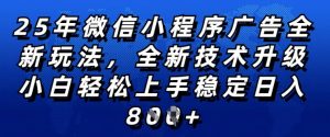 2025年微信小程序全新玩法纯小白易上手,稳定日入多张,技术全新升级,全网首发【揭秘】-开心分享网