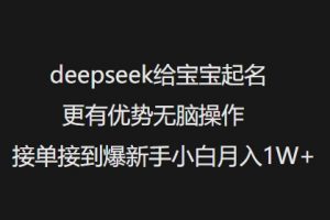 deepseek给宝宝起名更有优势无脑操作接单接到爆新手小白月入1W+-开心分享网