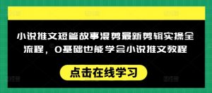 小说推文短篇故事混剪最新剪辑实操全流程,0基础也能学会小说推文教程,肯干多发日入多张-开心分享网