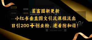 小红书垂直图文引流课程流出,日引200+创业粉,速看防和谐-开心分享网