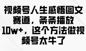 视频号人生感悟图文赛道,条条播放10w+,这个方法做视频号太牛了-开心分享网